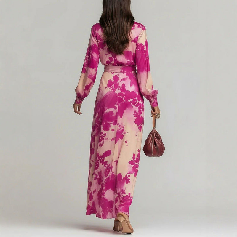 Aurora | Long Sleeve Chiffon Floral Maxi Dress