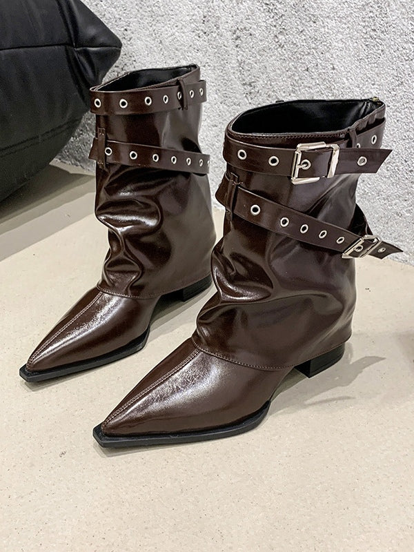 Antoinette | Pointed Toe Chunky Heel Ankle Boots