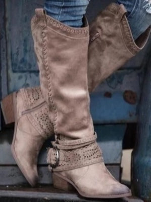 Narcisa | Vintage High-Top Leather Buckle Boots