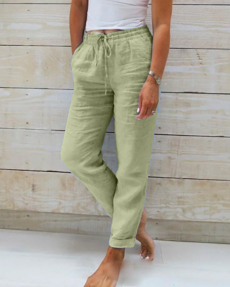 Delmira | Linen Elastic Trousers for Women