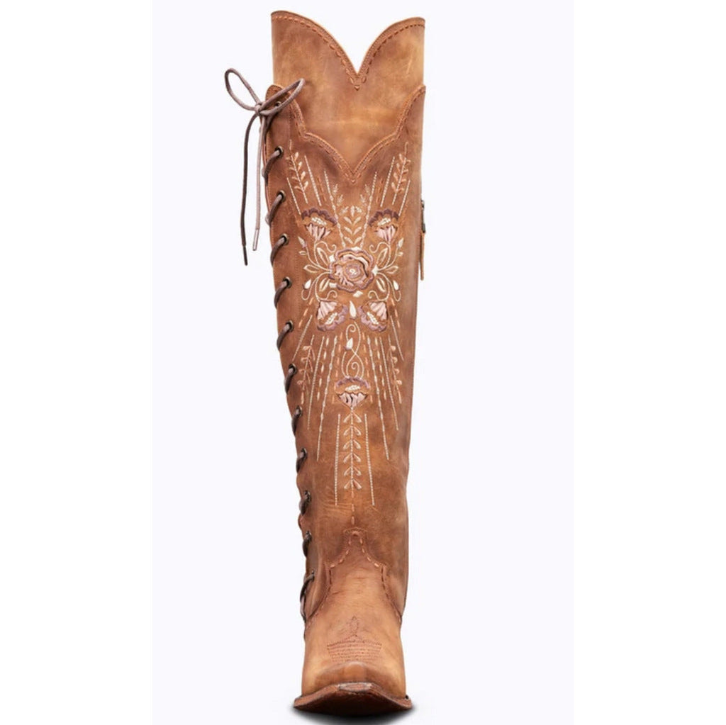 Anais | Vintage Embroidered Lace-Up Western Boots