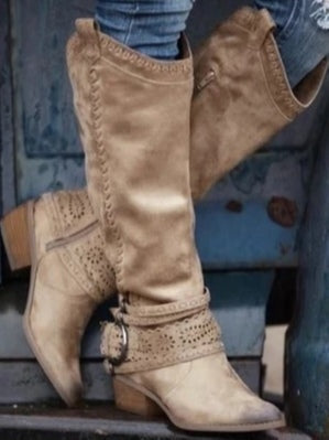 Narcisa | Vintage High-Top Leather Buckle Boots