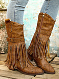 Agnes | Retro Tassel Rivet Knee-High Boots