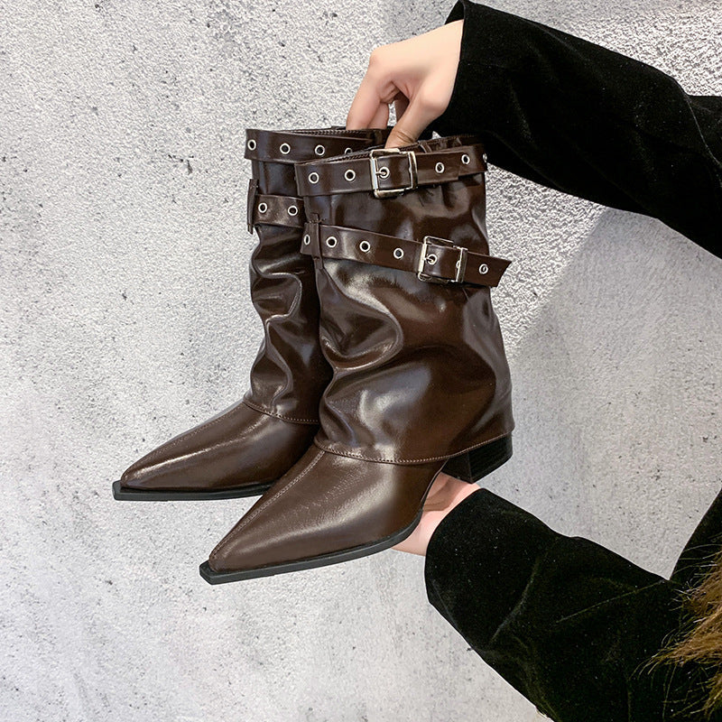 Antoinette | Pointed Toe Chunky Heel Ankle Boots