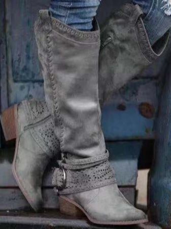 Narcisa | Vintage High-Top Leather Buckle Boots