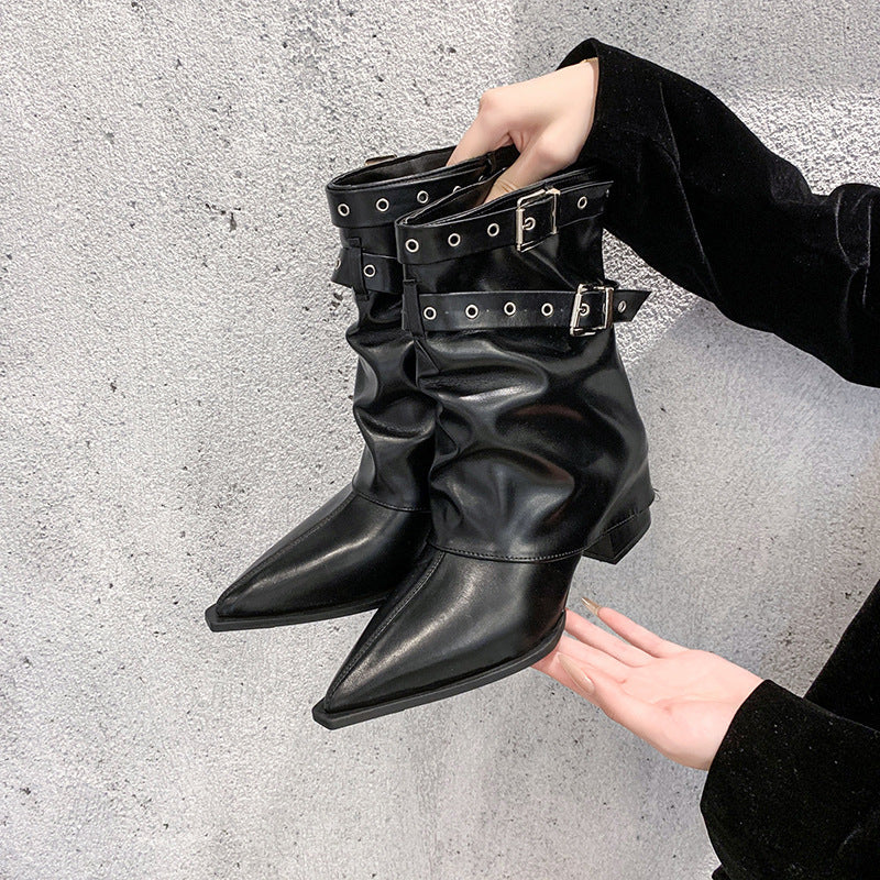 Antoinette | Pointed Toe Chunky Heel Ankle Boots