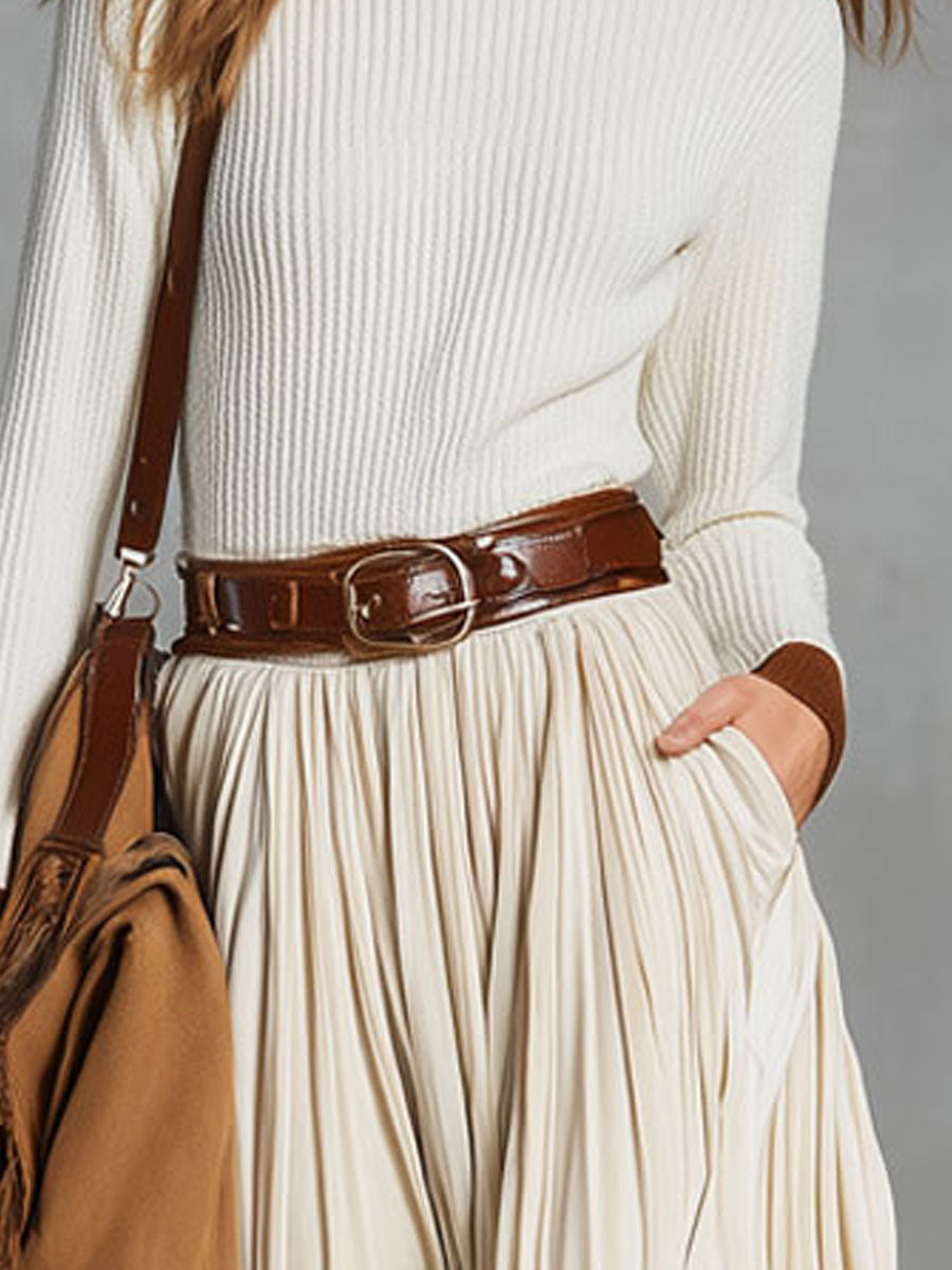 Rosalba | Beige Velvet Lace-Up Skirt