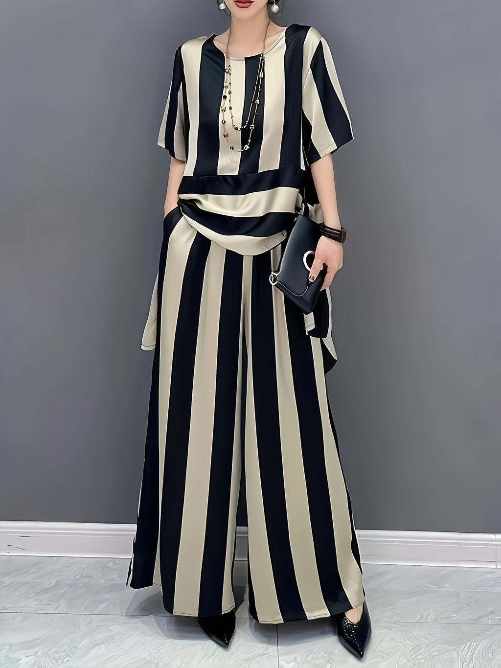 Felicite | Striped Flared Set for Women