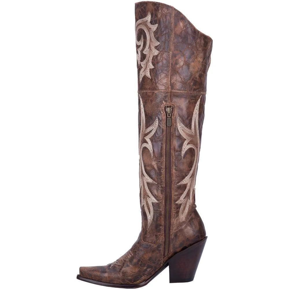 Romilda | Retro Pattern Block Heel High Boots