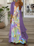 Murielle | Purple Floral Long Sleeve Maxi Set for Women