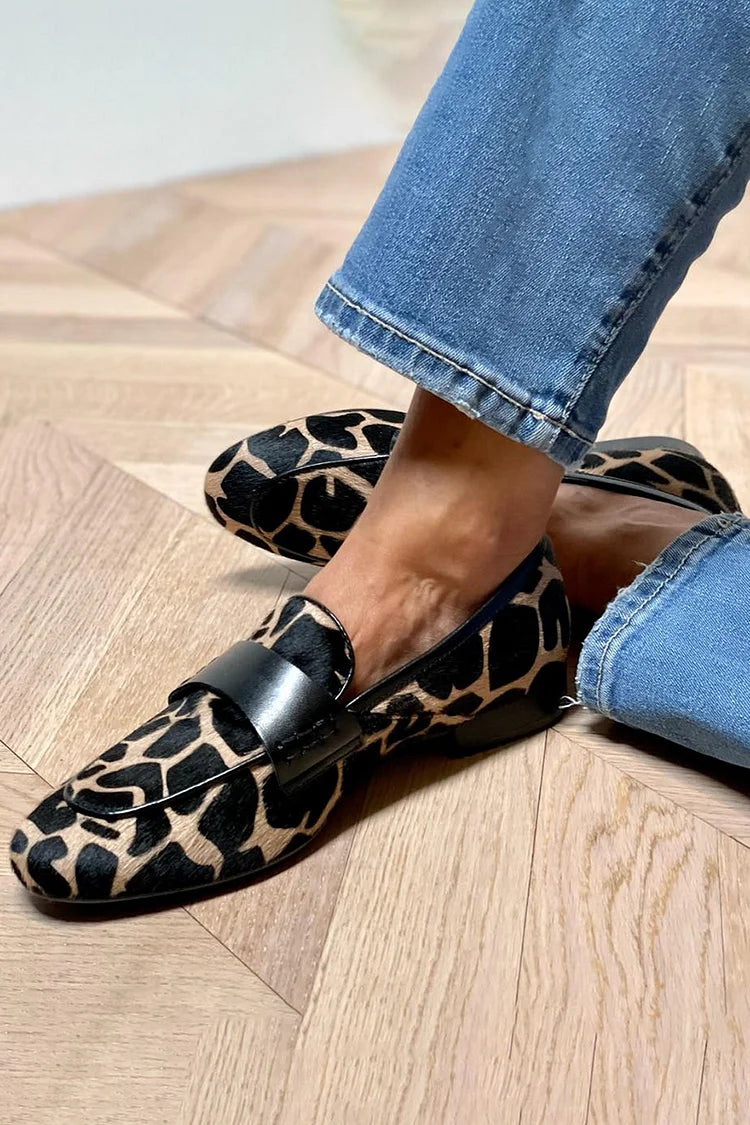 Alecia | Cosy Cow Print Loafers
