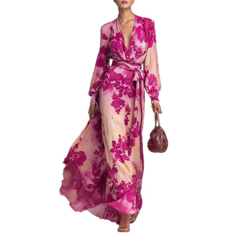 Aurora | Long Sleeve Chiffon Floral Maxi Dress