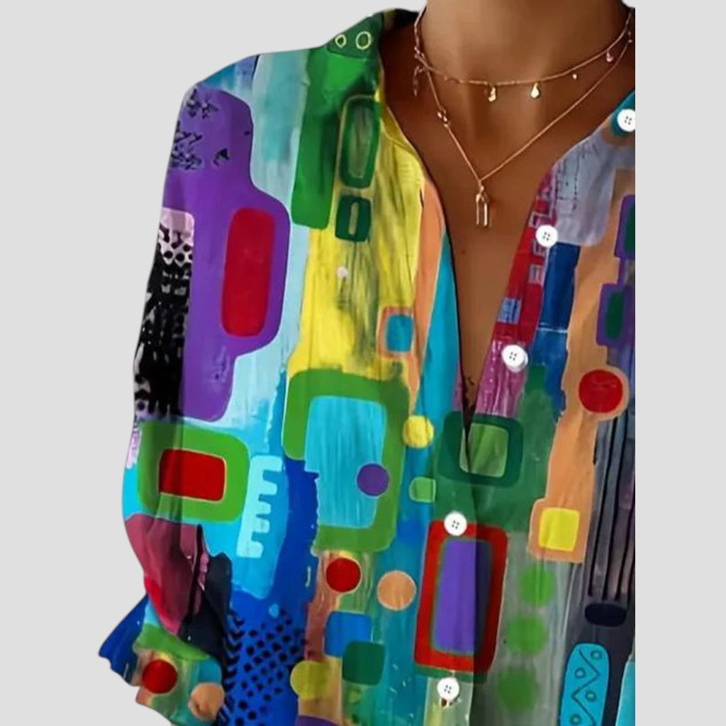 Marjorie | Elegant Blouse with Geometric Pattern for Women