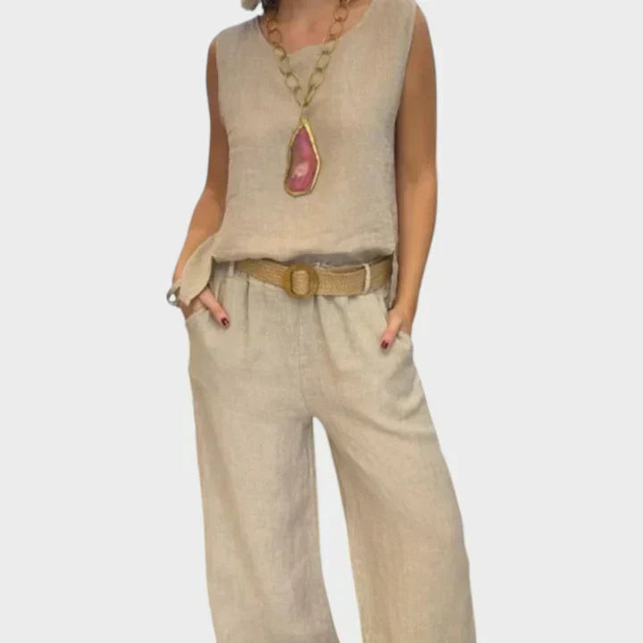 Florinda | Bohemian Sleeveless Top and Cropped Pants Set for Women
