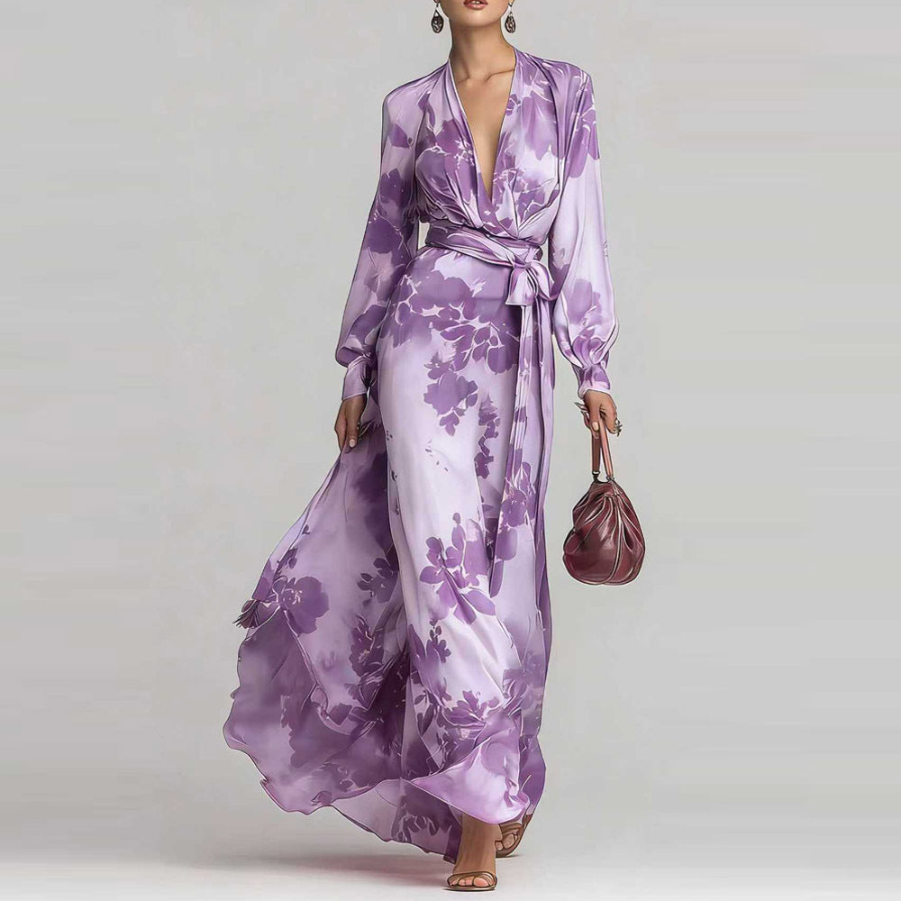 Aurora | Long Sleeve Chiffon Floral Maxi Dress