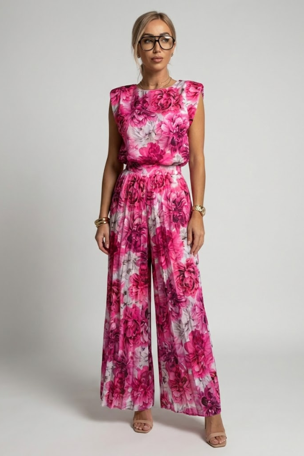 Bianca | Elegant Pleated Wide-Leg Jumpsuit for Women