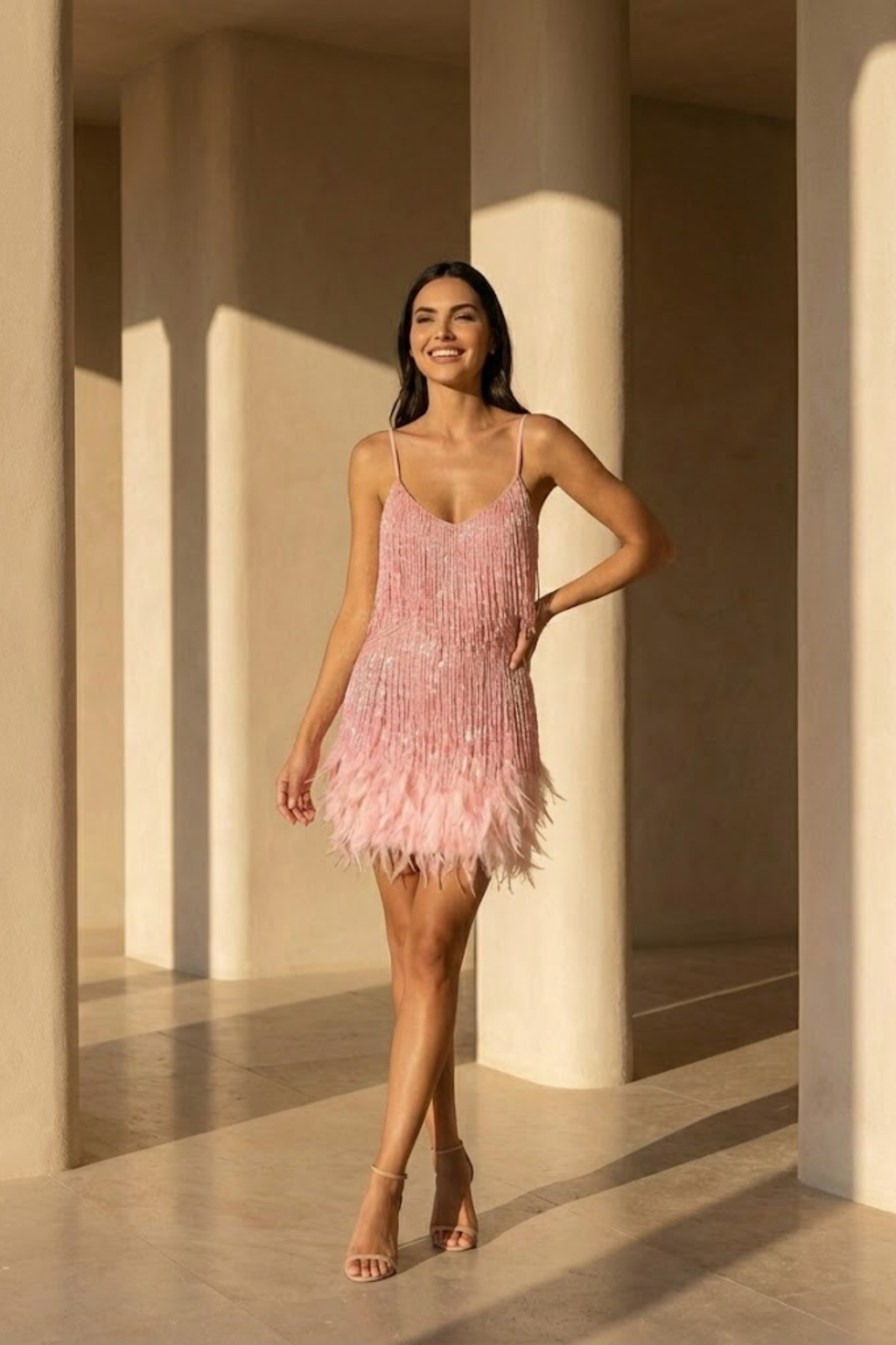 Seraphina | Feather Sequin Mini Dress