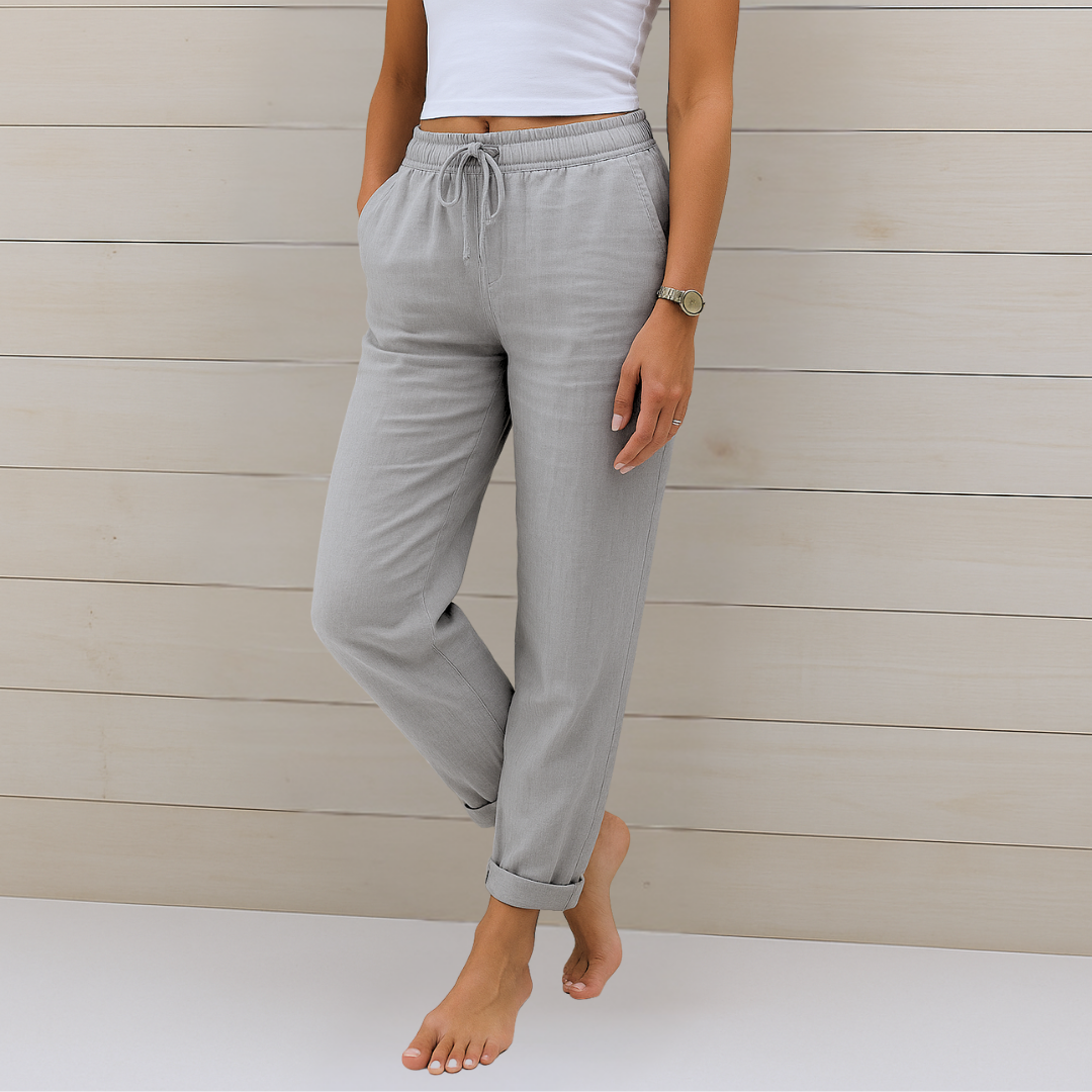 Nikoletta | Linen Stretch Trousers for Women
