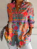 Blossom | Floral Collared Long Sleeve Shirt for Women