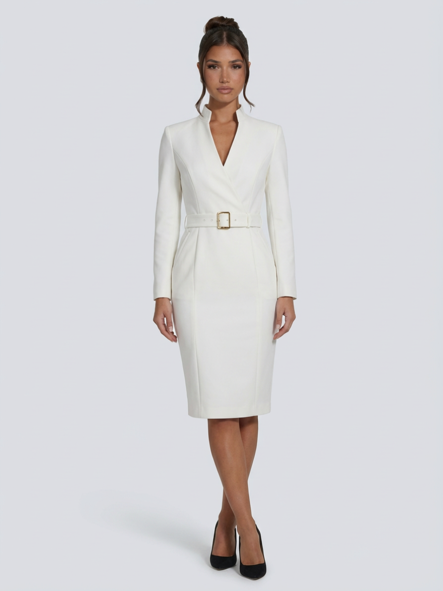 Giorgia | Elegant Belted Midi Dress