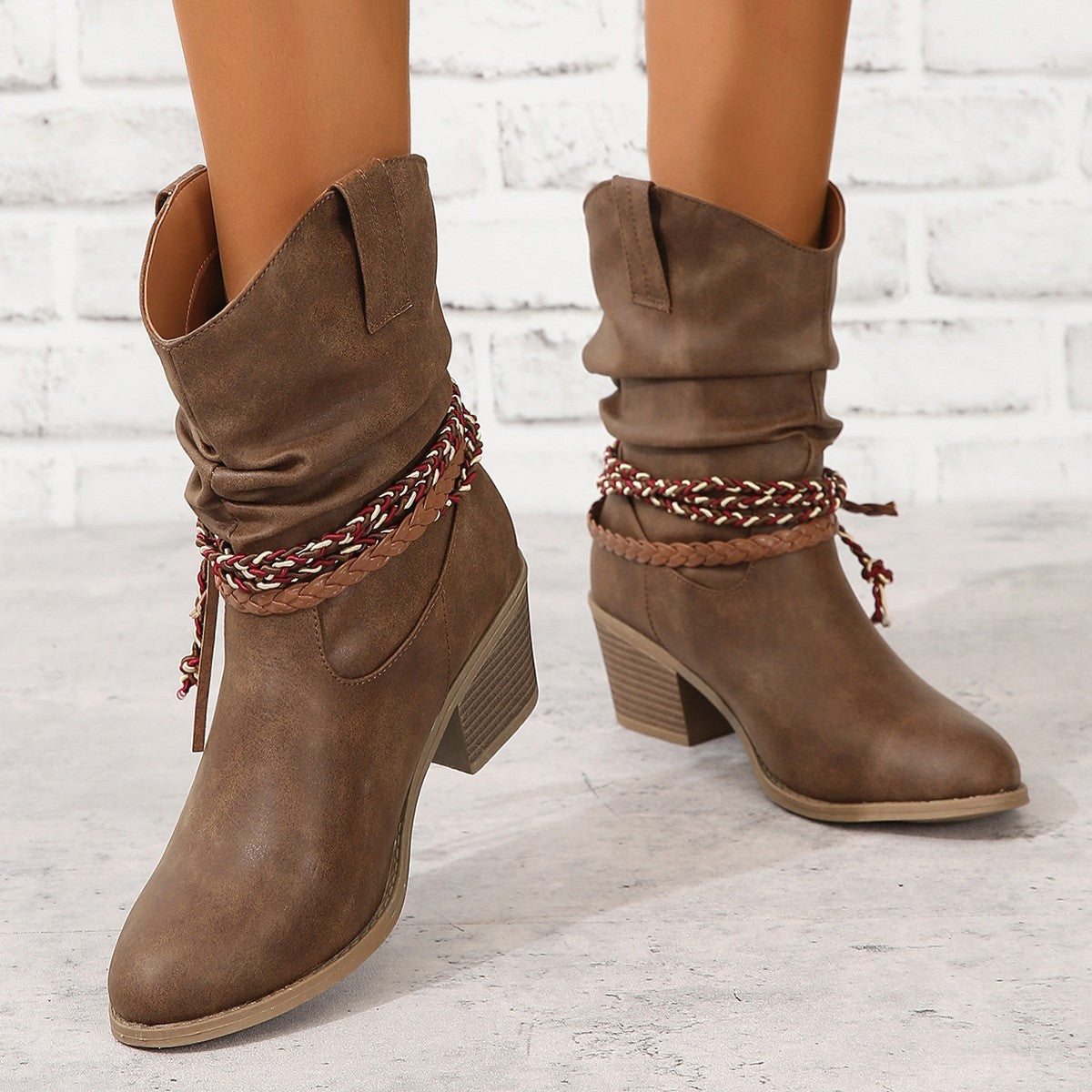 Albertine | Vintage Cowboy Tassel Ankle Boots