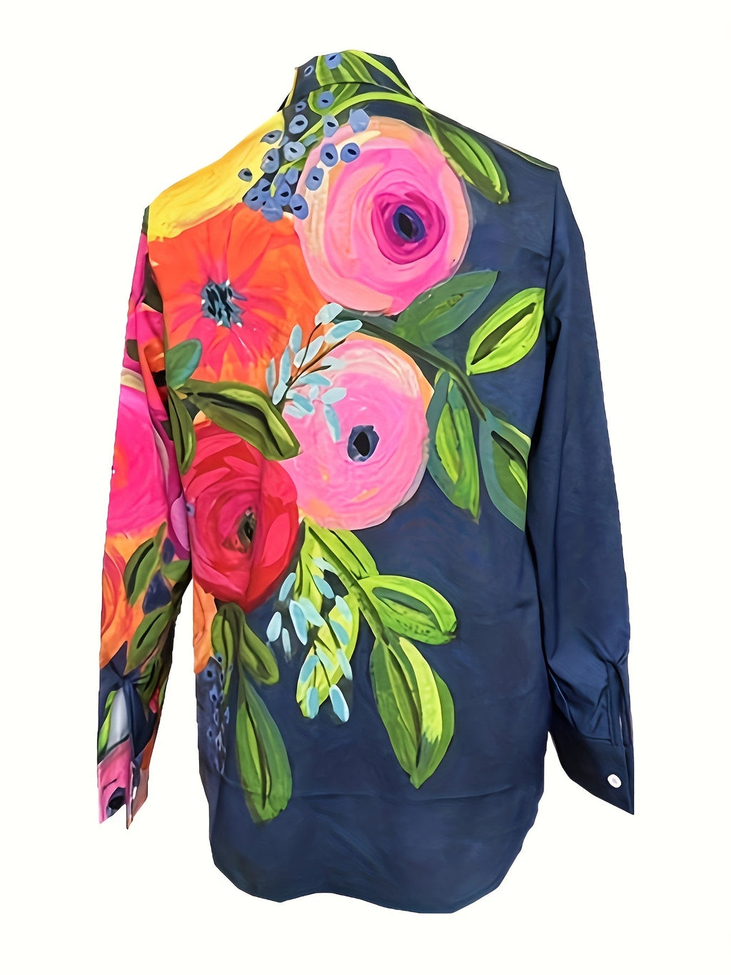 Poppy | All-Over Print Long-Sleeve Button Blouse for Women