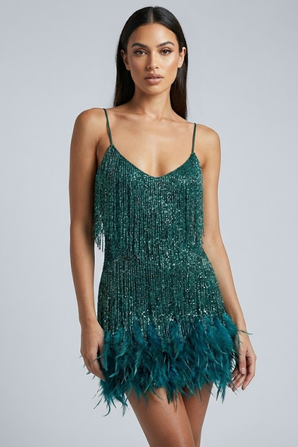 Seraphina | Feather Sequin Mini Dress