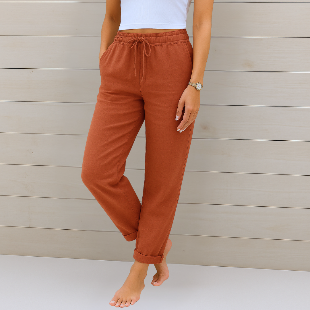 Nikoletta | Linen Stretch Trousers for Women