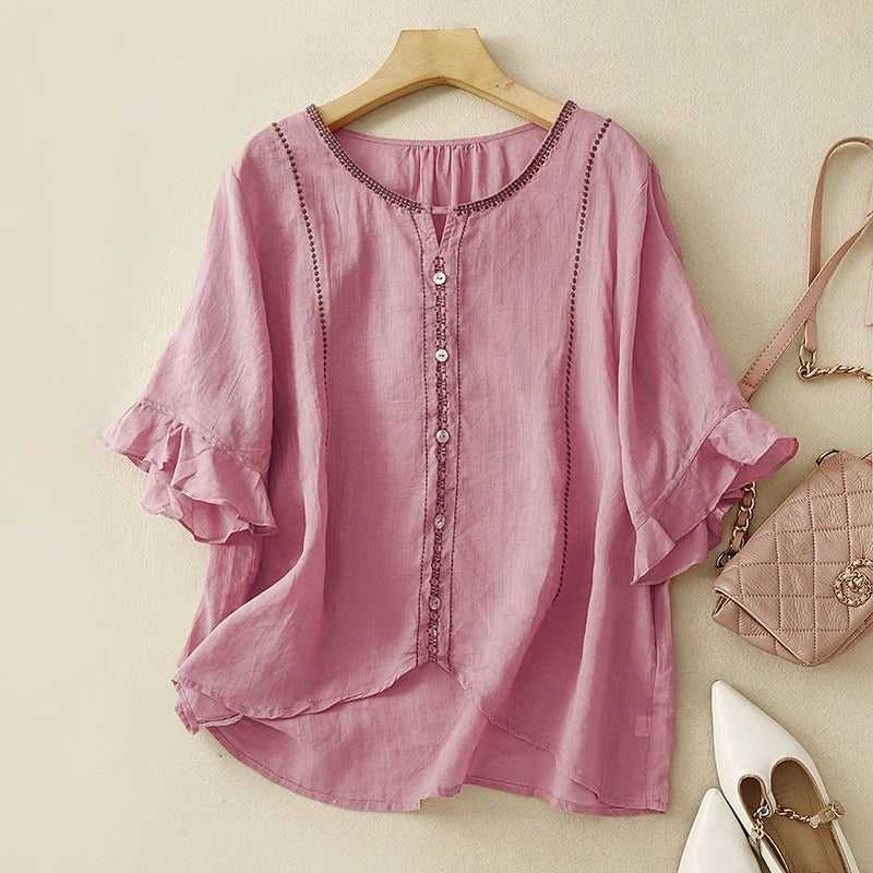 Tatiana | Pattern Ruffle Sleeve Blouse for Women