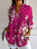 Lysiane | Floral Collared Long Sleeve Blouse for Women