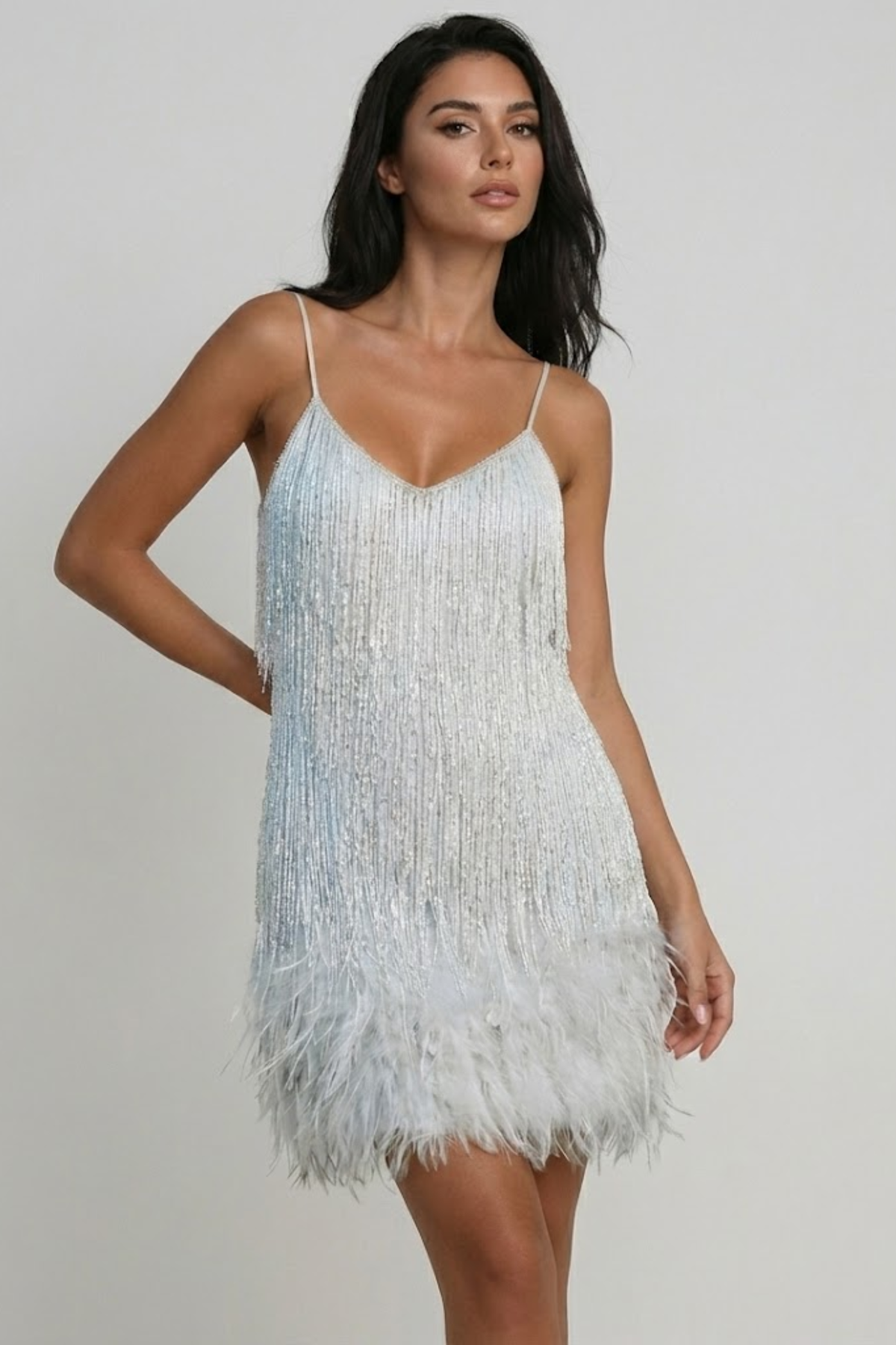 Seraphina | Feather Sequin Mini Dress
