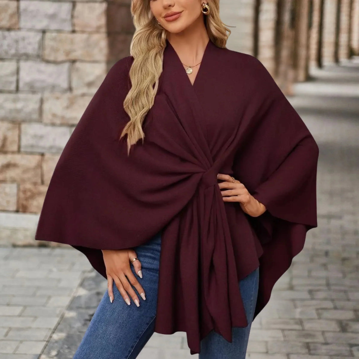 Briana | Elegant Draped Poncho for Women