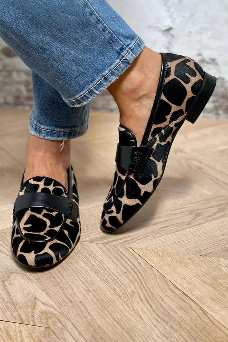Alecia | Cosy Cow Print Loafers