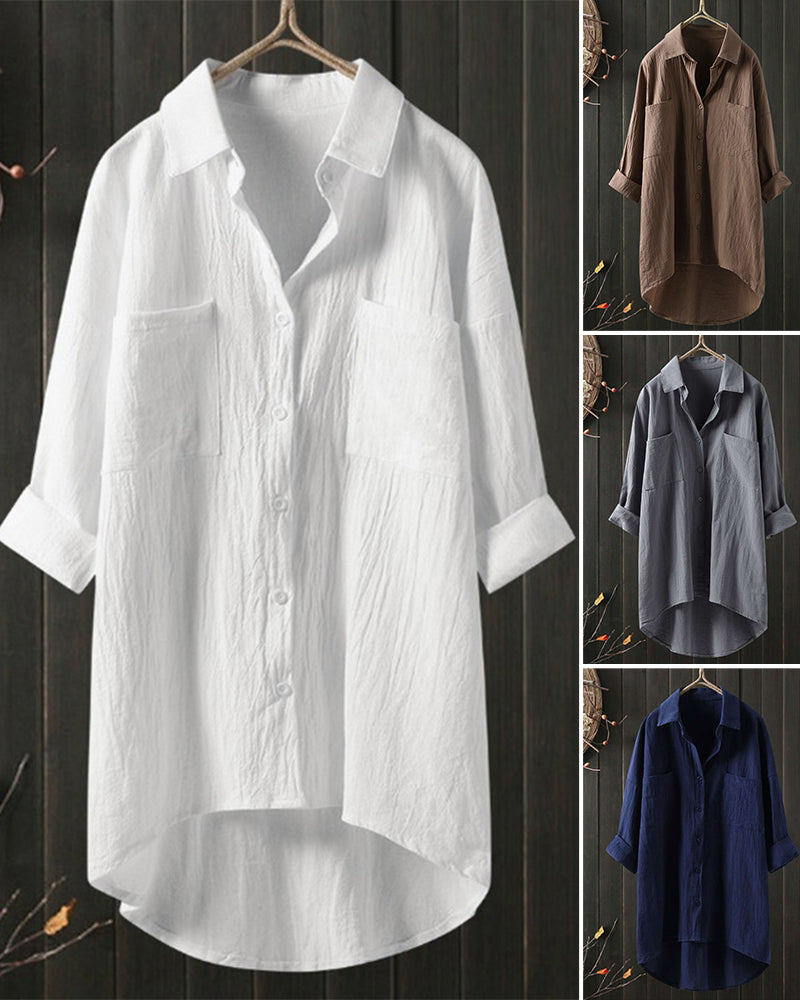 Casual, solid-colored blouse with long sleeves — a versatile everyday basic