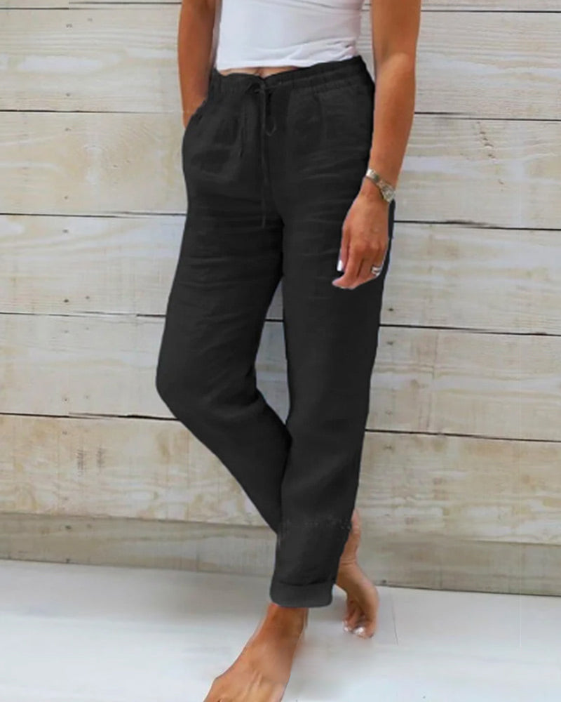 Delmira | Linen Elastic Trousers for Women