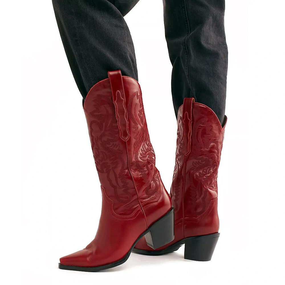 Axelle | Embroidered Pointed Toe Western Boots