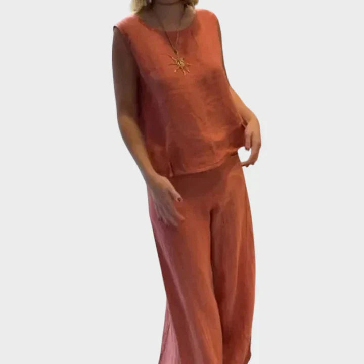 Florinda | Bohemian Sleeveless Top and Cropped Pants Set for Women