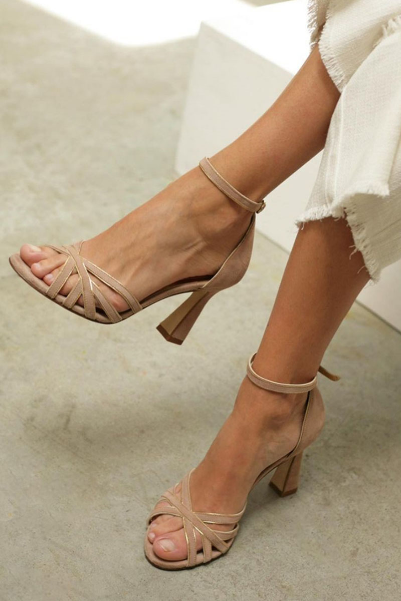 Elviera | Patchwork Peep Toe Heels