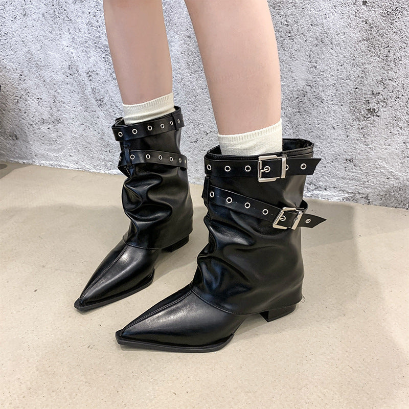 Antoinette | Pointed Toe Chunky Heel Ankle Boots