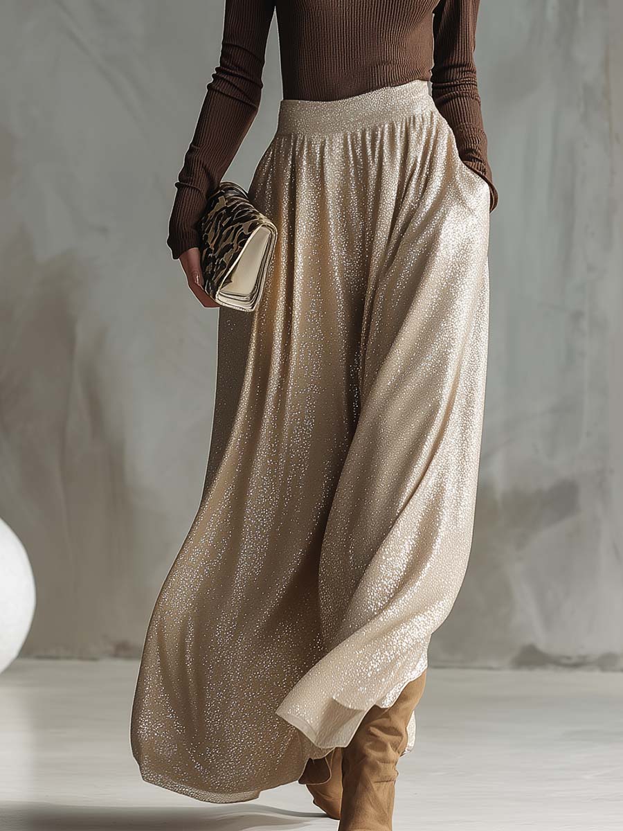 Chrysanthi | Knitted Top and Shimmer Skirt Set for Women