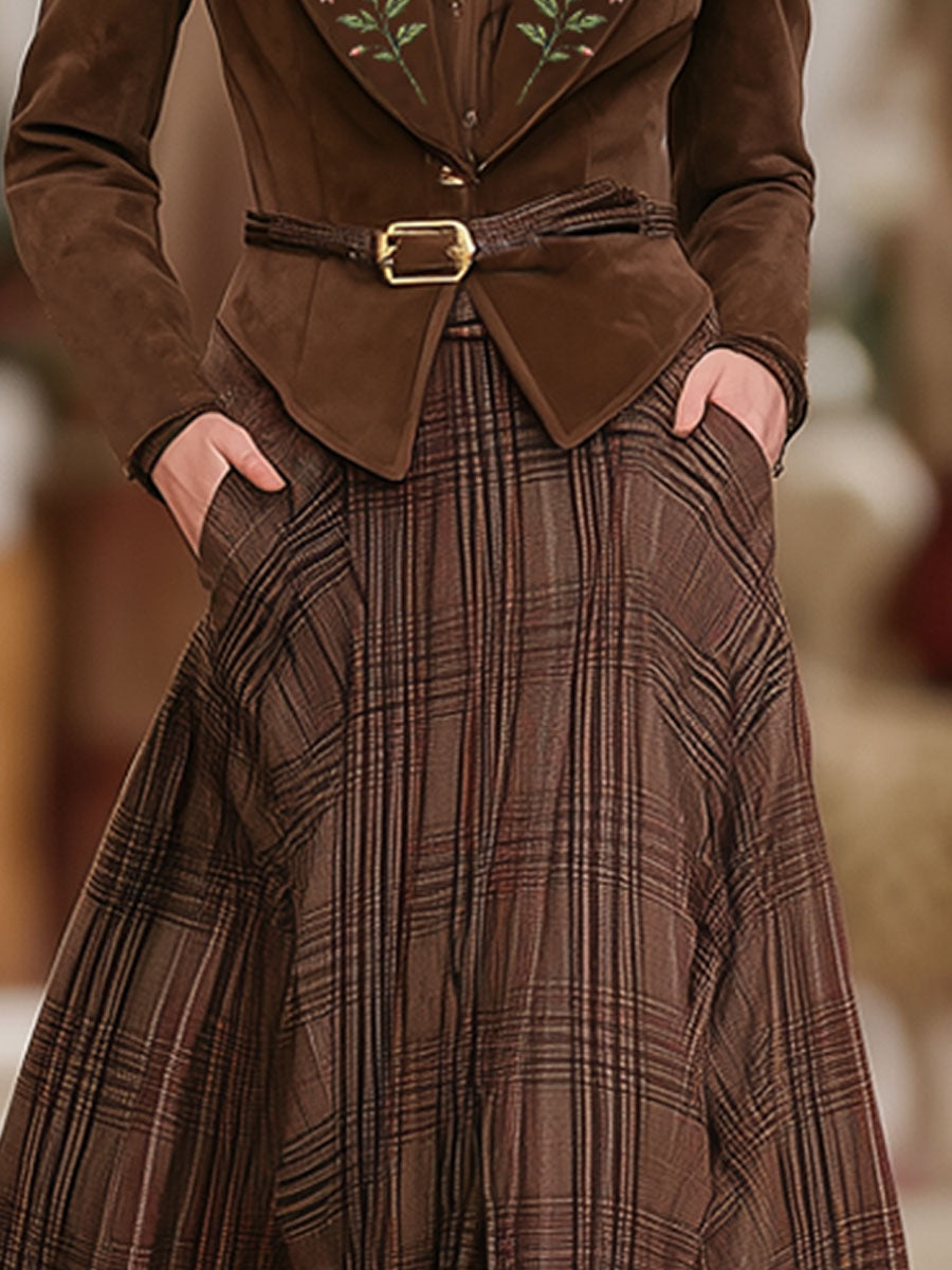 Rosita | Plaid Elastic Waist Skirt