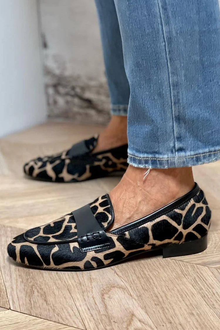 Alecia | Cosy Cow Print Loafers