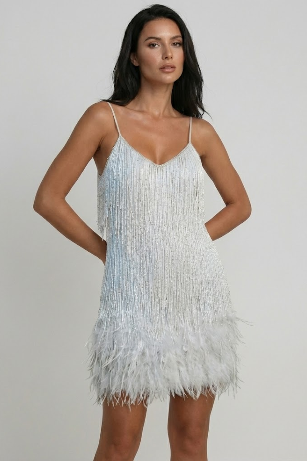 Seraphina | Feather Sequin Mini Dress