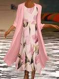 Chryssa | Floral Midi Dress and Cardigan Set for Women
