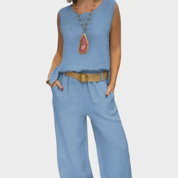 Florinda | Bohemian Sleeveless Top and Cropped Pants Set for Women
