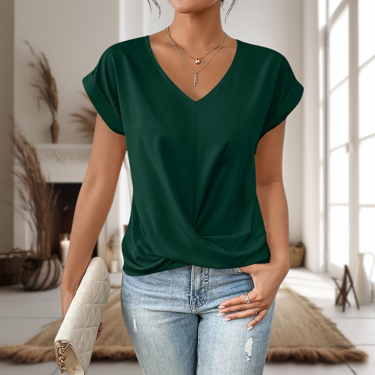 Elle | Casual Sweetheart Neck Top for Women