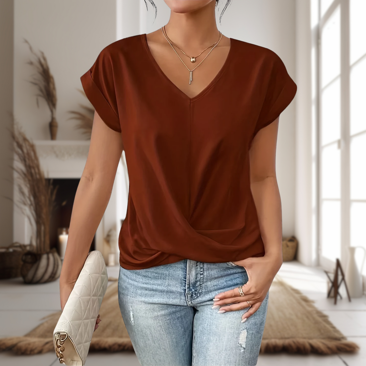 Elle | Casual Sweetheart Neck Top for Women