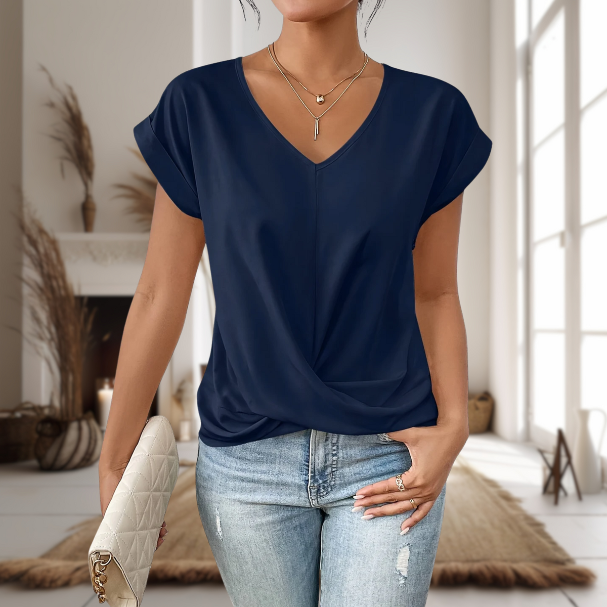 Elle | Casual Sweetheart Neck Top for Women