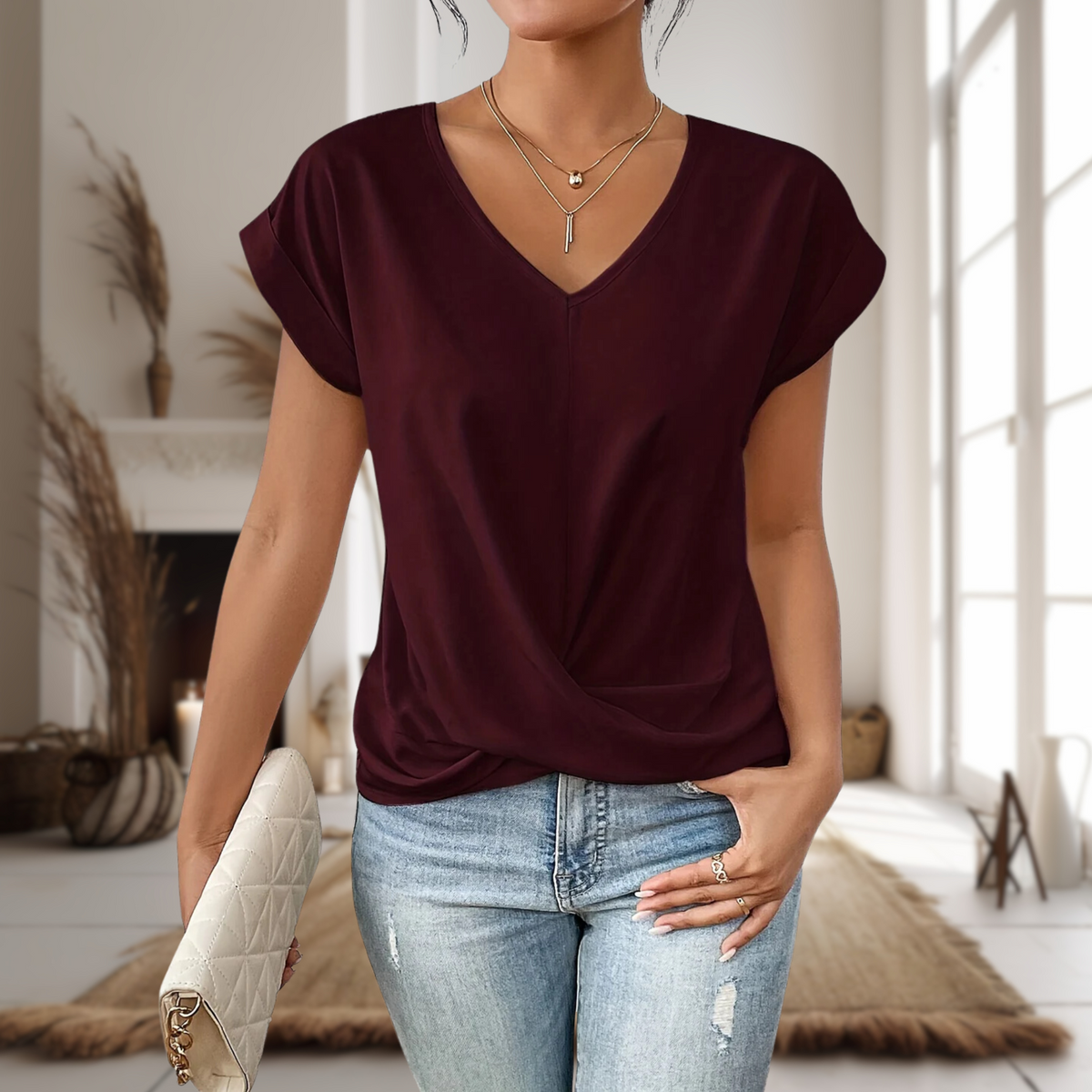 Elle | Casual Sweetheart Neck Top for Women