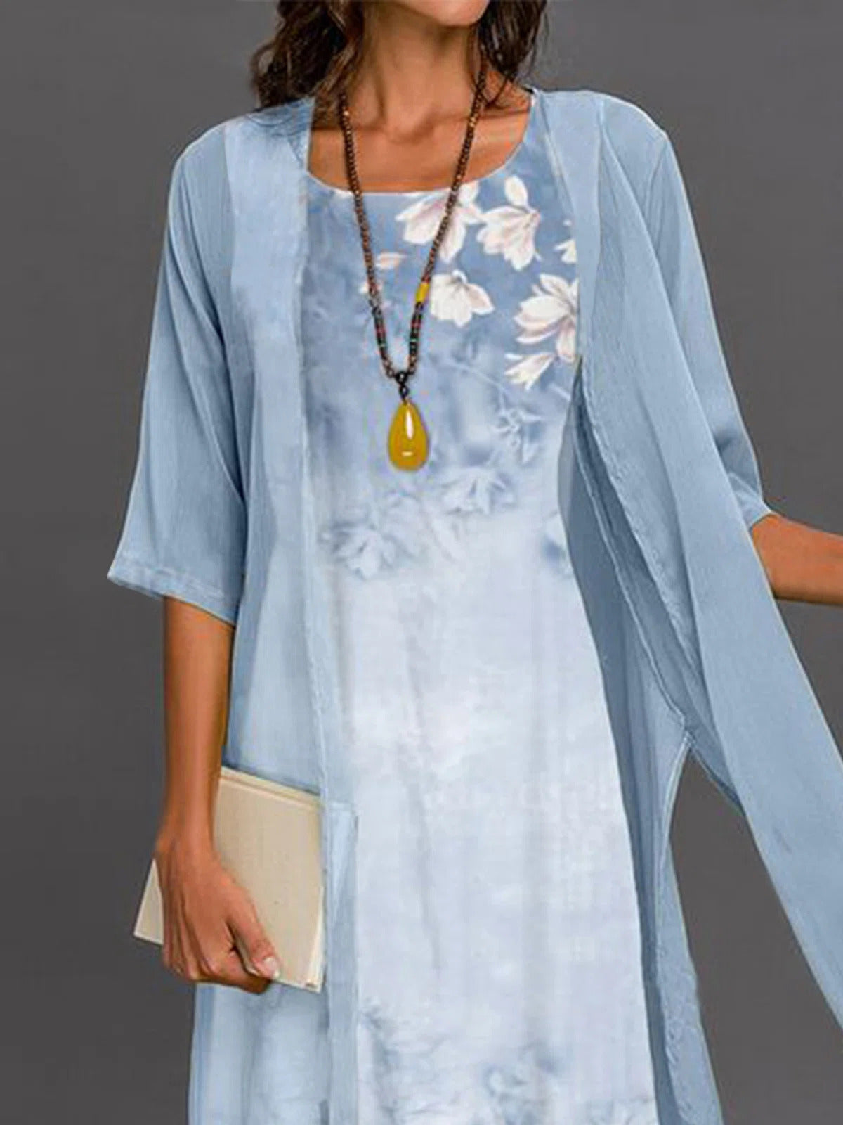 Hortense | Floral Dress and Sheer Cardigan Set for Women